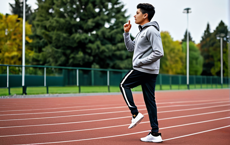 챔피언 후드티 신상 리뷰 - Casual Look**

A young person, fully clothed in a Champion hoodie (color: red), blue jeans, and snea...