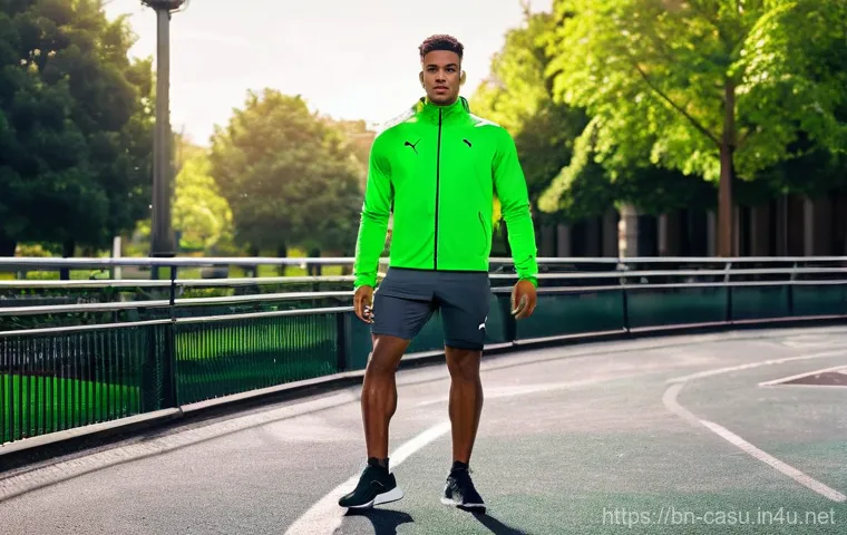 푸마 트랙재킷과 디아도라 비교 - **Prompt 1: Puma - Modern Athleticism**
A dynamic young man in his early 20s, with a fit and ath...