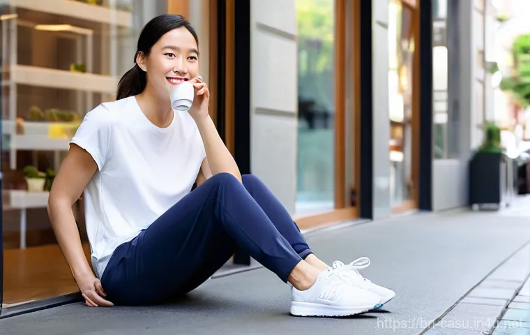 유니클로 운동복과 룰루레몬 요가복 리뷰 - **Uniqlo - Everyday Comfort and Versatility:**
"A young woman in her mid-20s, with a friendly an...