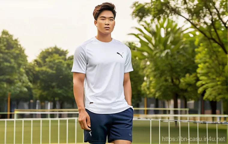 푸마와 나이키의 스포츠 쇼츠 비교 - **Prompt for Puma - Everyday Comfort and Classic Sportiness:**
"A young man in his early 20s, wi...